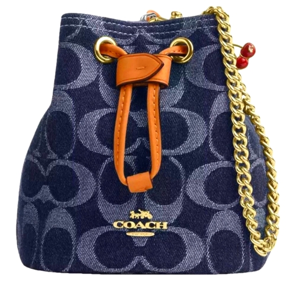 Coach Denim Drawstring Wristlet - Picture 1 of 7